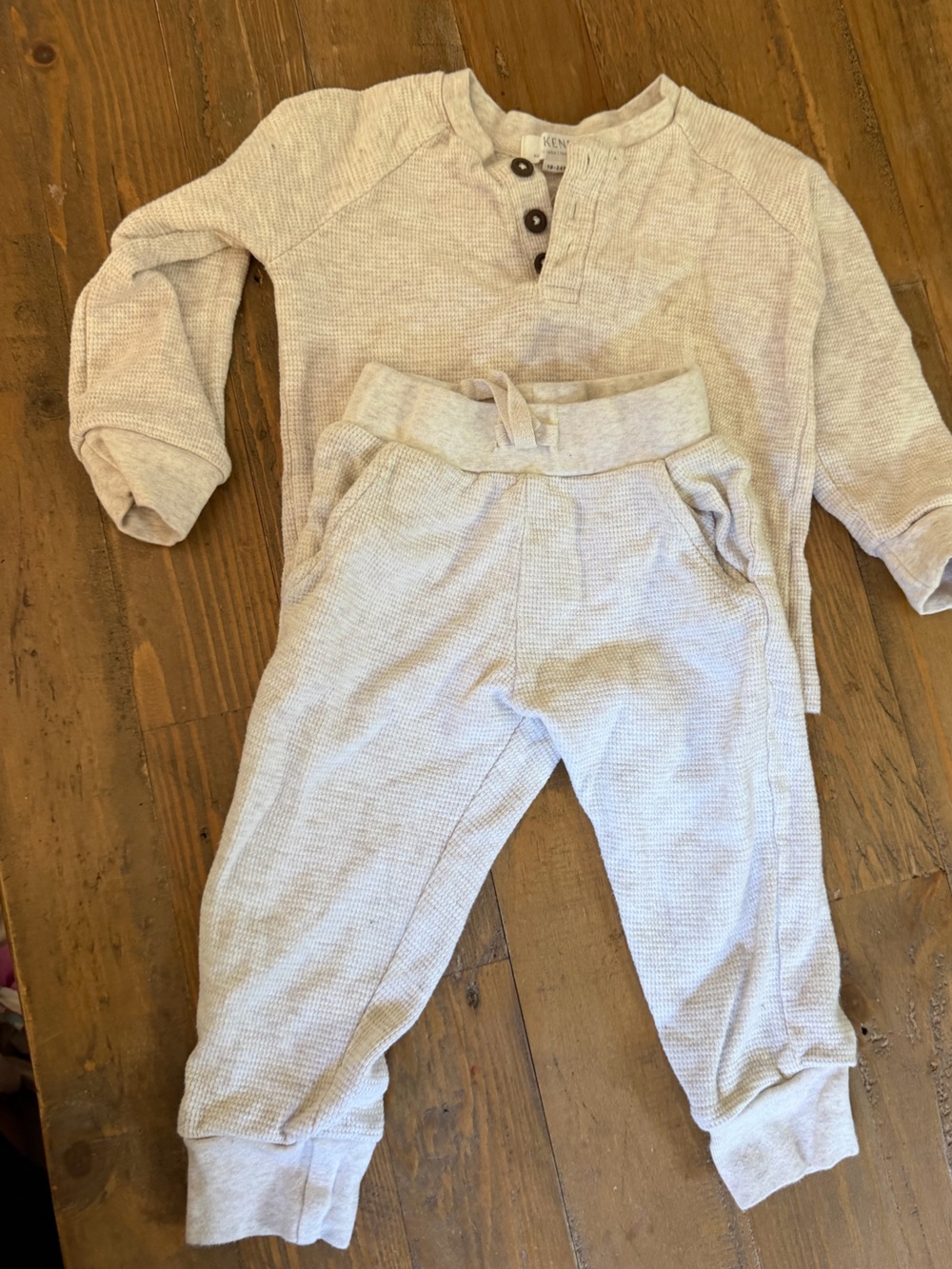 Kendi Kids Waffle Knit Jogger Pants - Cream